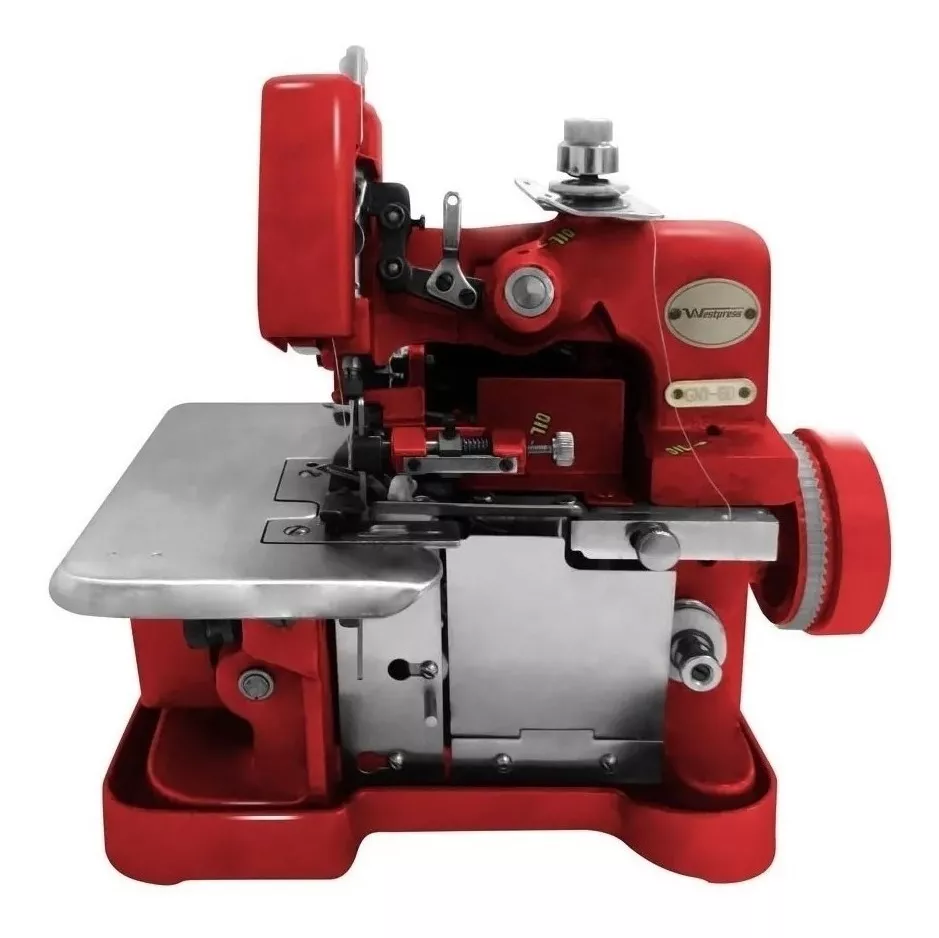 Máquina De Costura Semi Industrial Overlock Westpress Gn1-6d Portátil Vermelha 110v