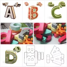  Letras Minúsculas 3d Silhouette Moldes P/corte Arquivo