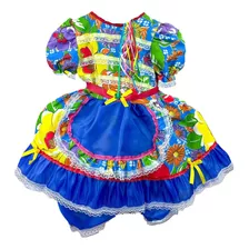 Vestido Festa Junina Infantil Caipira C/ Shorts