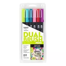 Tombow Dual Brush Tropical De 6 Plumones Nuevo Original 