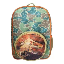 Mochila Escolar Jurassic Park Dinosaurio Morral Color Verde Musgo