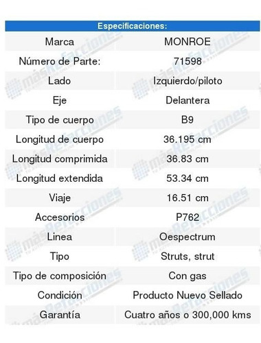 4 Amortiguadores Monroe Honda Odyssey 1999 2000 2001 2002 Foto 4