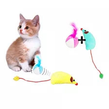 Juguete Para Gato X2 Pelota C/pluma Y Raton Peluche Mascotas