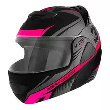 Capacete Para Moto Escamoteável Pro Tork V-pro Jet 3 Preto E Rosa Jet 3 Tamanho 58 