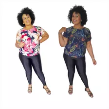 Blusa Malha Fria Estampada C/cós M Ao G2. Kit Com 2