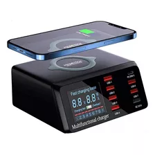 Estação Carregamento Usb 8 Portas Carregador 100w Rápido Cor Preto