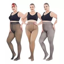 4 Piezas De Mallas Para Mujer, Talla Grande, Forro Polar De