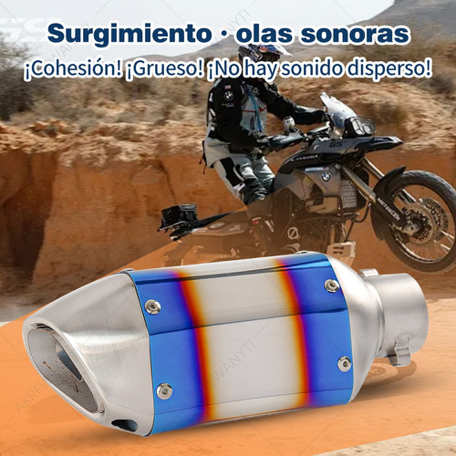 Escape Silenciador Moto Deportivo Universal 25 Cm Doble Azul Foto 7