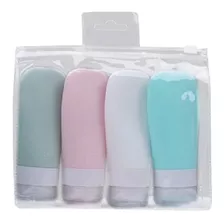 Frasco Pote Silicone Kit Viagem Shampoo Creme 4pçs Luxo90ml