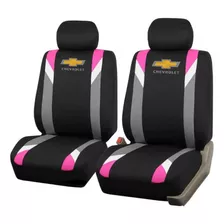 Juego Cubreasiento Universal Tela Negro Rosado Chevrolet