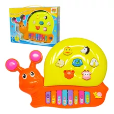 Brinquedo Caracol Teclado Educativo Animais Música Luz Som