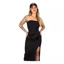 Vestido Feminino Midi Tomara Que Caia Fenda Modelador Gringa