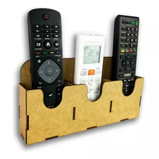 Suporte De Parede Porta 3 Controles Remoto Ar Tv Mdf 