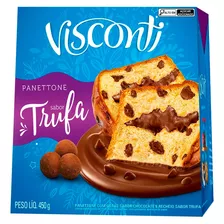 Panettone Com Gotas De Chocolate Recheio Trufa Visconti Caixa 450g