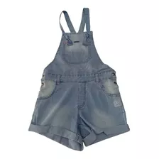 Jardineira Short Bermuda Infantil Menina Curta Jeans 