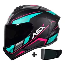 Capacete Para Moto Asx Diversos Gráficos + 1 Viseira Fumê