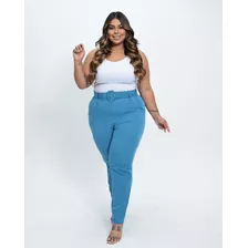 Calça Feminina Plus Size Com Cinto Alfaiataria