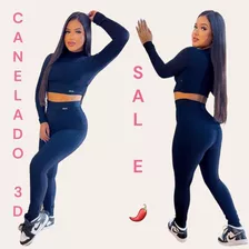 Conjunto Canelado 3d Sal E Pimenta Feminino Coleção Nova