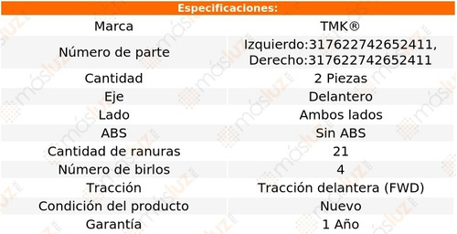 2- Mazas Delanteras Sin Abs Platina 1.6l 4 Cil 2008/2010 Tmk Foto 2