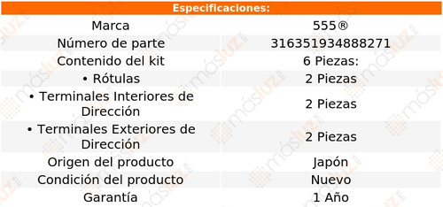 Terminales + Rtulas Kit P/ Mazda 6 2012/2020 555 Foto 2