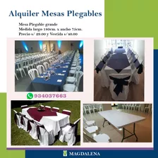 Alquiler De Mesas Plegables 180cm. Eventos Capacitaciones