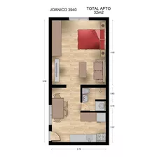 Monoambiente Reciclado Al Frente, Amplio Dormitorio Con Estar Y/o Escritorio Al Frente.