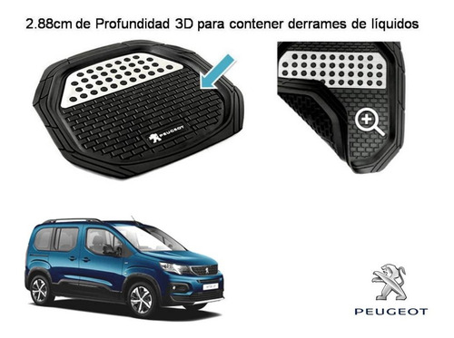 Tapetes 4pz Charola 3d Logo Peugeot Rifter 2019 A 2022 2023 Foto 4