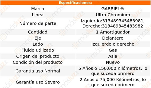 (1) Amortiguador Del Ultra Chromium Der O Izq Fusion 13/16 Foto 2