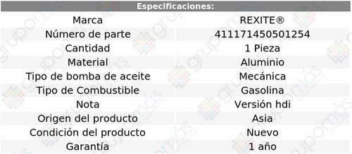 Bomba Aceite Citroen Jumpy Motor 4 Cil 1.6l 05 Al 09 Rexite Foto 2