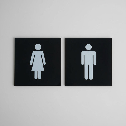 Kit Placas De Sinalização Banheiro Masculino E Feminino Par  Masculino E Feminino