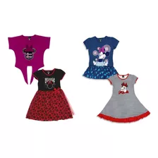 Vestido Fiesta- Blusa Original Disney Minnie Mouse Para Niña