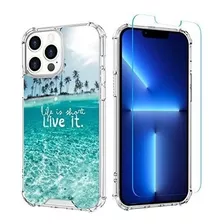 Funda Compatible Con iPhone 13 Pro Diseño Playa Con Texto