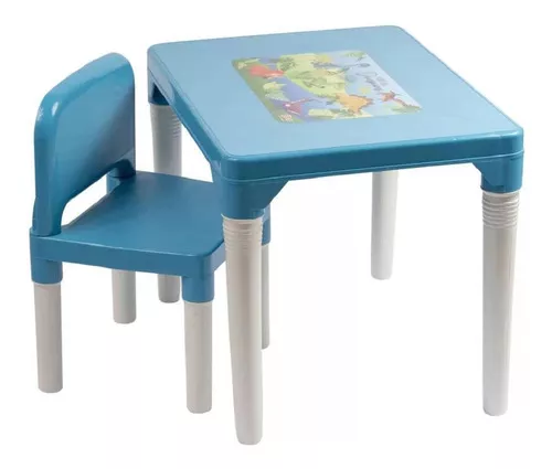 Mesinha Com Cadeira Infantil Azul Dinossauros - Styll Baby