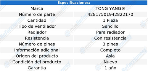 (1) Motoventilador Sencillo Tyg Polo L4 1.2l 03_16 Foto 2