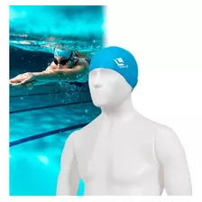 Touca De Natação De Silicone Azul Vollo Piscina Mergulho Desenho Do Tecido Liso Tamanho Unico