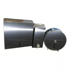 Kit Dispenser Acero Papel Higienico Jabon Toalla Metal Baño