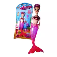 Boneca Sereia Fashion Rosa Brinquedo Articulado Mermaid Mar