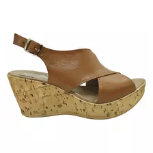 Sandalias Mujer Cuero Plataforma Corcho Confort Livanas 