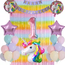 Combo Deco Unicornio Cortina Pastel Multicolor 