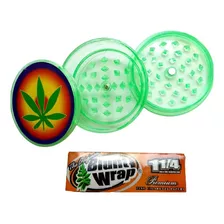 Combo Grinder Green 3 Pcs + 1 Caja Cueros Blunt Wrap #9