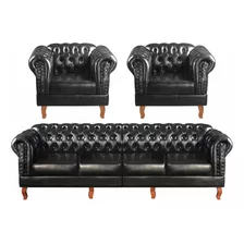 Conjunto De Sofá Chesterfield Dom Pedro 4 Lugares +poltronas