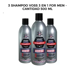 3 Shampoo Voss 3 En 1 For Men - Cantidad 500 Ml