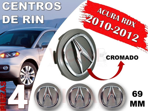 Kit De Centros De Rin Acura Rdx 2010-2012 69 Mm Gris Oscuro Foto 2