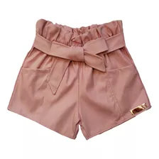 Short Infantil De Menina Couro Fake Courino Blogueira 