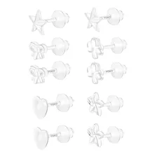 Set Aretes Antialergicos Silicona Invisibles Pendiente Topos