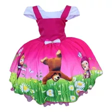 Vestido Infantil Menina Masha E O Urso Kids Lindo