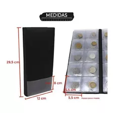 Álbum Fichário Pasta Para 200 Moedas Coin Holder Portátil