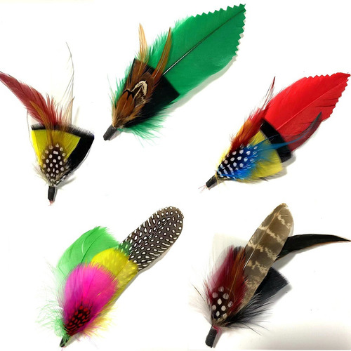 Pluma Fina Multicolor Para Sombrero (set De 5 Piezas)