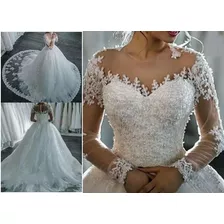 Vestido De Noiva Manga Longa Casamento Lindo '84'