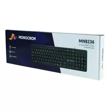 Teclado Com Fio Mn8236 107 Teclas Preto 1.5m Monocron Usb